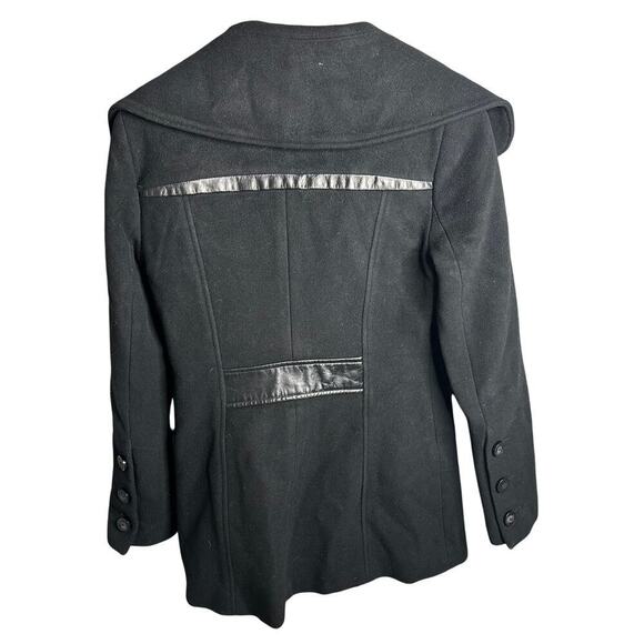 Mackage Leather Trim Wool Cashmere Blend Coat Black Size S - Picture 2 of 4